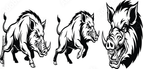 A black silhouette vector illustration of a wild wolf head tribal tattoo design featuring a stylized animal profile for a nature logo or wildlife art symbol