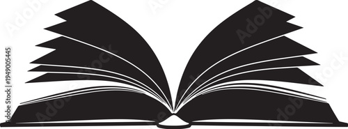 Vector open book icon in black