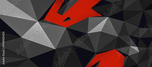 Low poly broken abstract background vector, chaos and anxiety wallpaper breaking shapes to pieces, destroyed 3D dimensional form in motion.