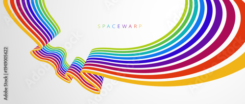 Abstract rainbow lines in 3D perspective, vector background with colorful stripes, children preschool education theme, positive and bright design.