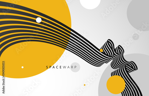 Abstract background with curve lines in 3D perspective, dynamic stripes tape look like road, journey trip wallpaper, futuristic dynamic expanse theme.