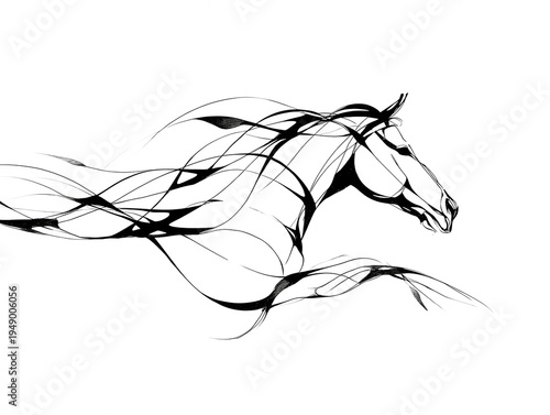 Dynamic Horse Minimal Single Line Art Elegant Continuous Line Drawing