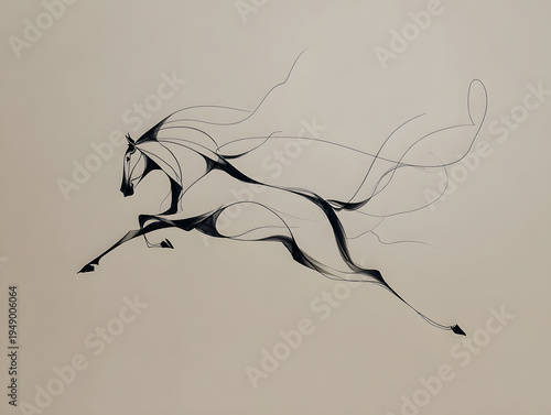 Dynamic Horse Minimal Single Line Art Elegant Continuous Line Drawing