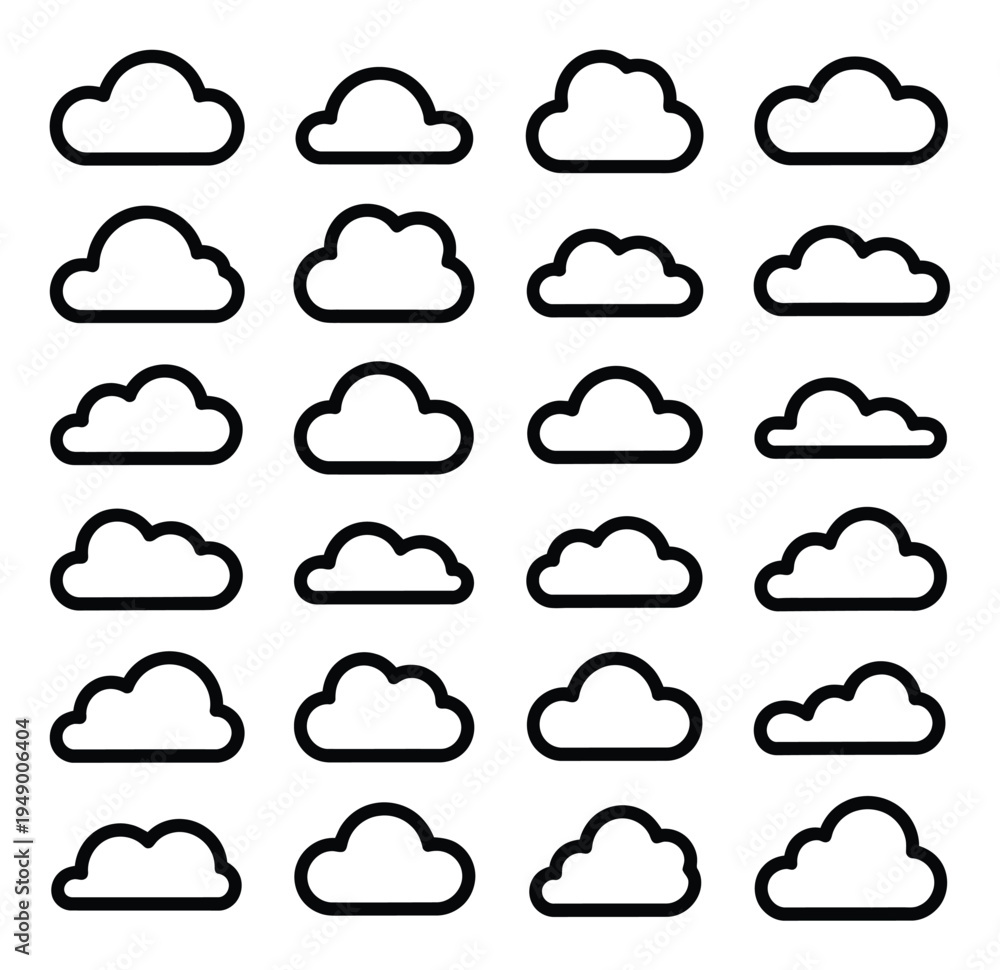 Obraz premium Cloud Icon Set Vector Illustration