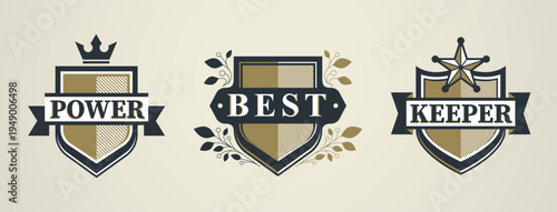 Military style heraldic shield inspired by tactical units set, armed forces and combat readiness, symbolizing strength, discipline and strategic defense.