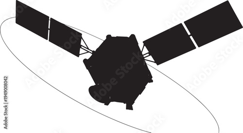 Vector satellite icon in black on white background
