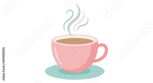 Minimal flat illustration of a coffee cup with steam in simple vector style suitable for modern design.