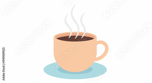 Minimal flat illustration of a coffee cup with steam in simple vector style suitable for modern design.