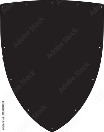 Vector black shield icon with metal rivets