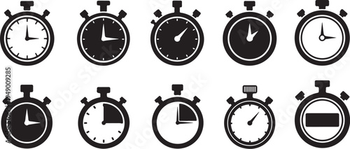 Collection of stopwatch icons in various styles and designs