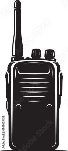 Vector walkie talkie icon, black on white background