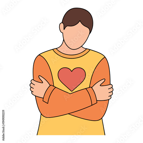 Self Love Hug Illustration Vector for Mental Health and Care Concept