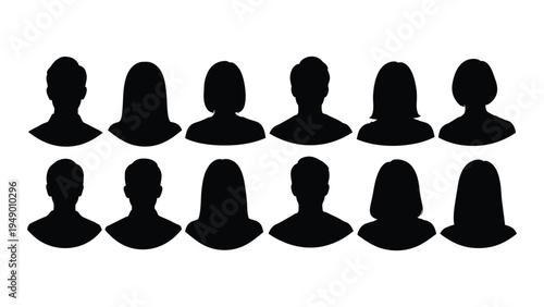 A group of ten anonymous individuals represented by simple black silhouettes on a white background
