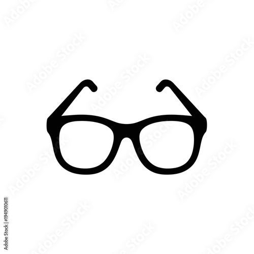 Black Frame Glasses Silhouette on White vector illustration