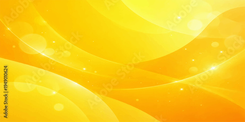 An abstract orange background vector illustration featuring bright yellow waves and golden gradient curves creates a dynamic motion pattern for a modern summer wallpaper texture