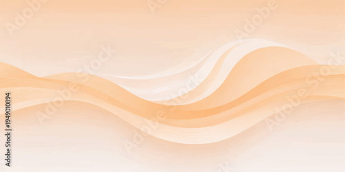 Abstract wave background vector illustration featuring a pink and golden liquid flow with silk texture and orange light curves for a modern satin wallpaper backdrop design