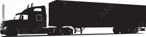 Vector silhouette of a semi-truck on white background