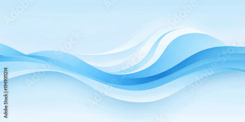 An abstract blue wave background design features flowing water patterns and artistic vector curves to create a motion-filled ocean swirl illustration