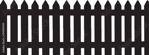 Vector black picket fence border illustration