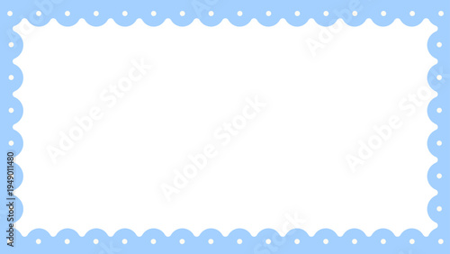 ポップでかわいい　もこもこフレーム　水色