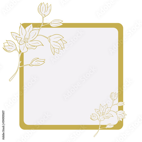 Golden arch floral frame with hand drawn leaves simple and minimalist frame design