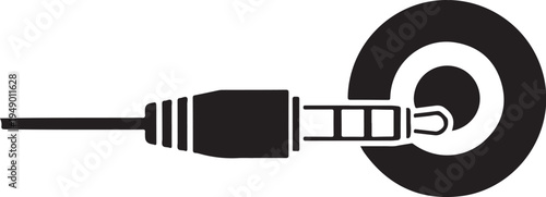 Vector audio jack icon, black and white