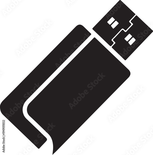 Black USB flash drive icon vector