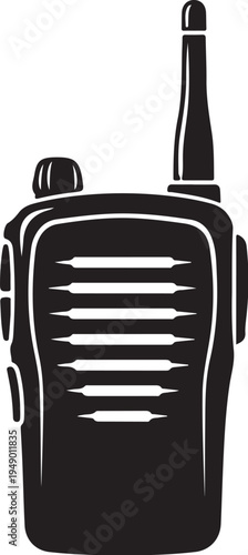 Vector walkie talkie icon, black and white