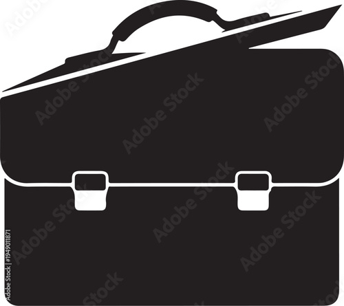 Black briefcase icon vector