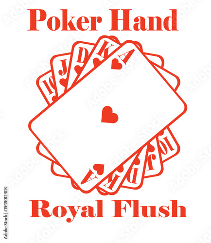 Royal flush hand whit the symbol heart
