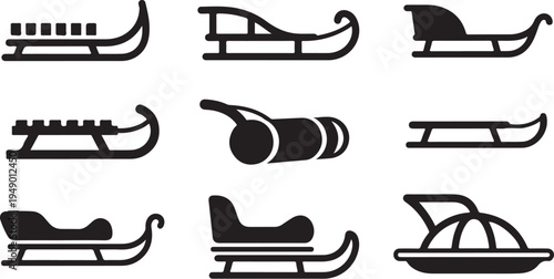 Various Sleds and Toboggans for Winter Sports and Fun