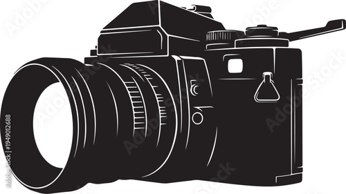 Vector illustration of a black camera