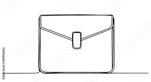 Purse envelope clutch with flap and buckle closure, simple line drawing featuring bag, handbag, wallet with accessory