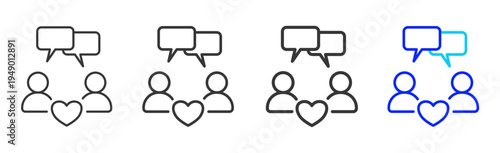 Relationship Counseling Icon Set Collection Outline Style for counseling with multiple thickness vector pack design elements professional icon