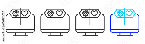 Digital Growth Icon Set Collection Outline Style for counseling with multiple thickness vector pack design elements professional icon library counseling resources creative outline icons
