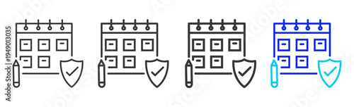Secure Plan Icon Set Collection Outline Style for counseling with multiple thickness vector pack design elements professional icon library counseling resources creative outline icons