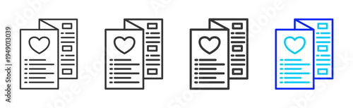 Heart Guide Icon Set Collection Outline Style for counseling with multiple thickness vector pack design elements professional icon library counseling resources creative outline icons