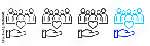 Group Bond Icon Set Collection Outline Style for counseling with multiple thickness vector pack design elements professional icon library counseling resources creative outline icons