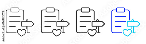 Path Record Icon Set Collection Outline Style for counseling with multiple thickness vector pack design elements professional icon library counseling resources creative outline icons