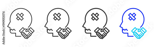 Trauma Bond Icon Set Collection Outline Style for counseling with multiple thickness vector pack design elements professional icon library counseling resources creative outline icons