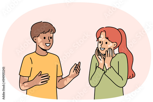 Children with vitiligo talk with smile and do not notice dermatological problems and skin pigmentation. Kids with vitiligo in good mood rejoice at presence of inclusivity or lack of discrimination