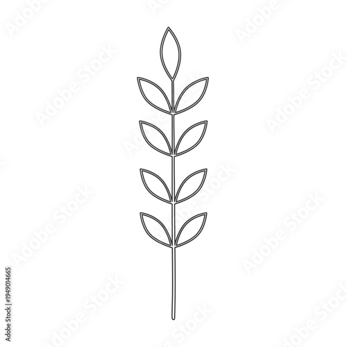 Minimalist Outline of a Wheat Stalk with Leaves.