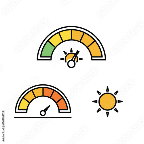 Sunlight Intensity Gauge and Sun Icon.