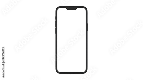 Wallpaper Mural Front View of a Black Smartphone Device with White Screen Mockup Isolated on White Background Torontodigital.ca