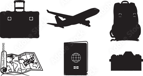 set of travel icons