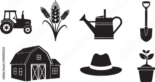 set of vector icons of gardening