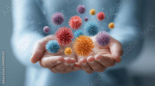 Close Up of Sick Man Hand Transmitting Virus by Skin Contact – 3D Medical Infection Concept
