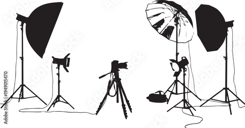 Vector set of 6 photography studio lighting equipment icons