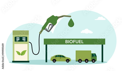 Biofuel petrol refill station. Green energy. Alternative power.