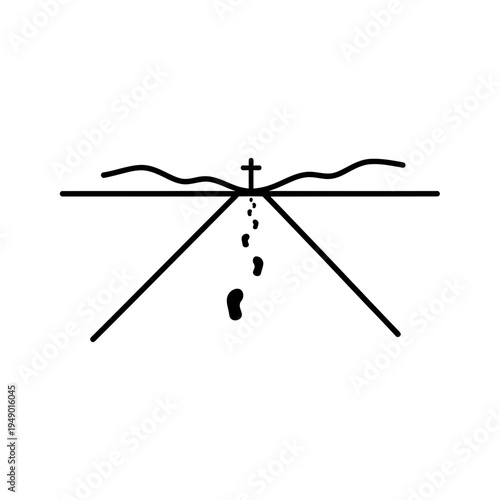 Footprints Leading to the Cross vector illustration